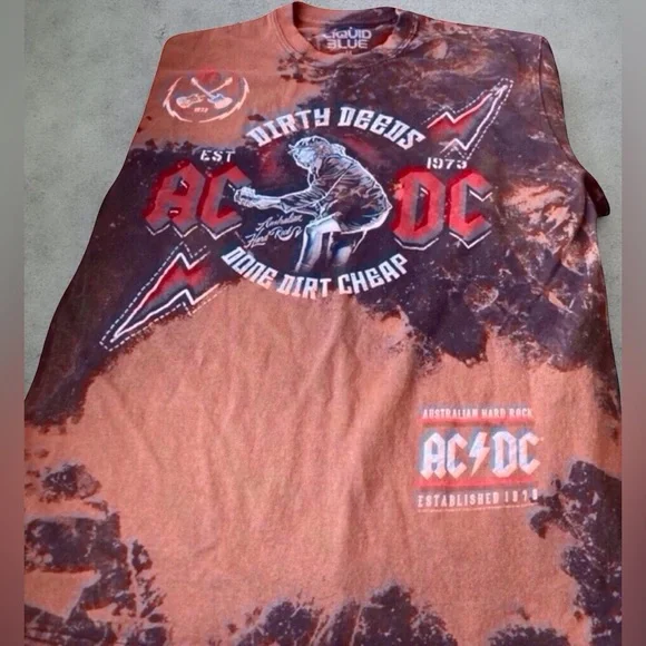 AC/DC Dirty Deeds Graphic Tee | Handmade Tie-Dye | Grunge Rock Aesthetic - Picture 6 of 7